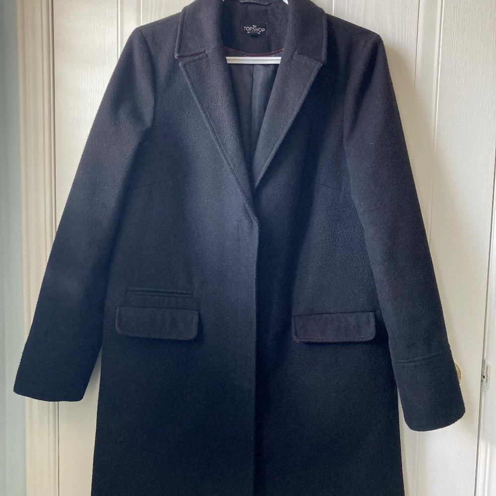 Topshop tall black peacoat